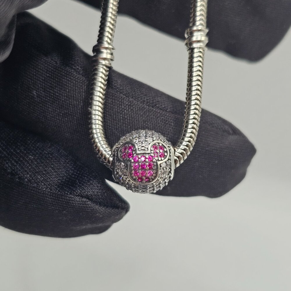 SILVER 925 MICKEY MOUSE CZ DISCO BALL LOOKING CHARM